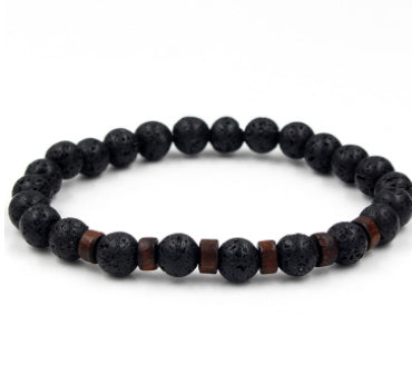 Men's Black Volcanic Stone Bracelet - Unique Personality Design