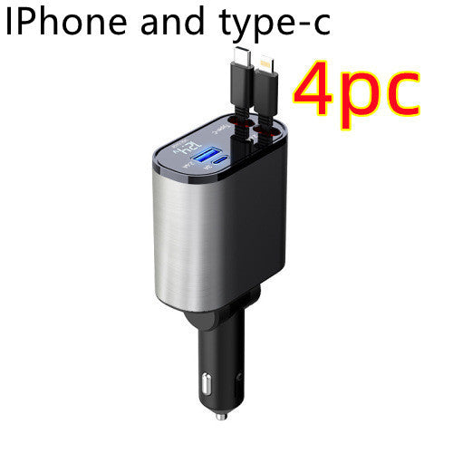 Metal Car Charger - 100W Super Fast Charging, USB & Type-C Adapter for Car Cigarette Lighter