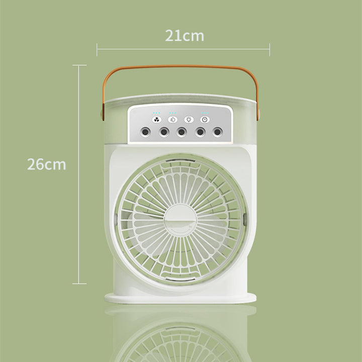 Portable USB Air Conditioner Cooling Fan - 5 Spray Modes, 7-Color Light, 600ML Water Tank Mist Cooler and Humidifier