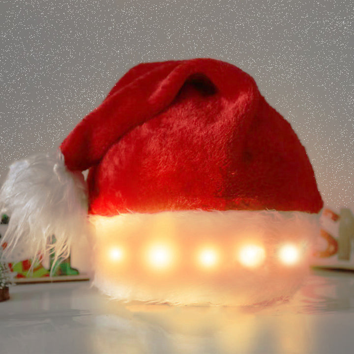 LED Luminous Santa Hat – Plush Christmas Hat for Kids & Adults