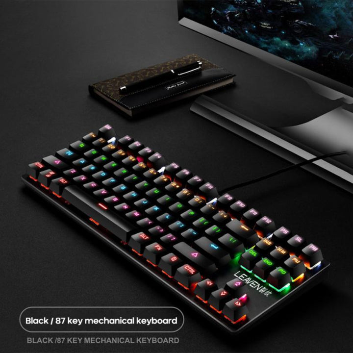 Mechanical Keyboard - Green Switch, 87-Key Desktop Non-Punch Design