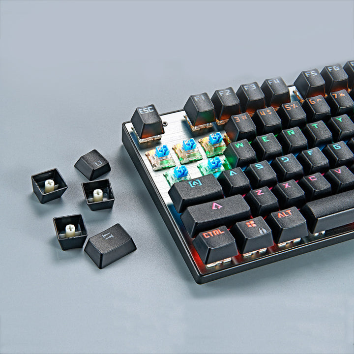 Mechanical Keyboard - Green Switch, 87-Key Desktop Non-Punch Design