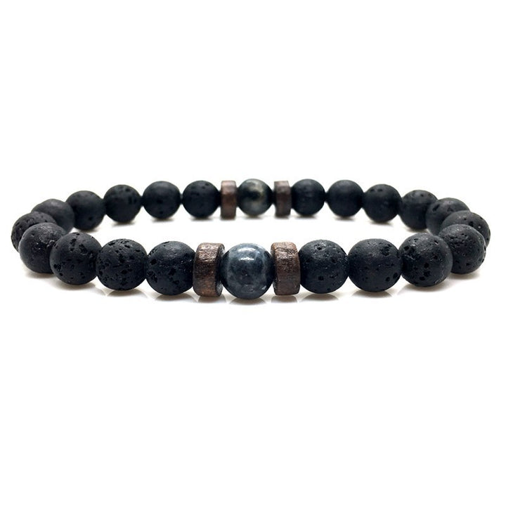 Men's Black Volcanic Stone Bracelet - Unique Personality Design