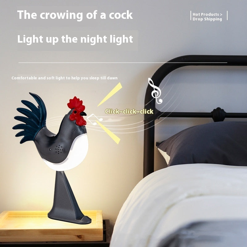 LED Rooster Night Light – Rechargeable Touch Lamp with Sound, Dimmable Bedside & Bedroom Lamp, Car Ambience Aroma Lamp, Home Decor