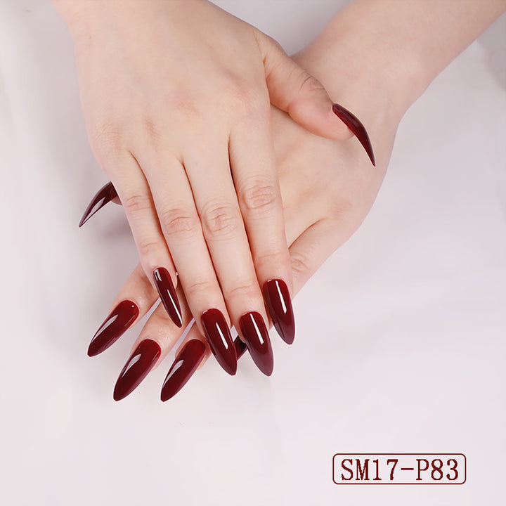 Long Pointed Almond False Nails - Solid Color Salon Quality