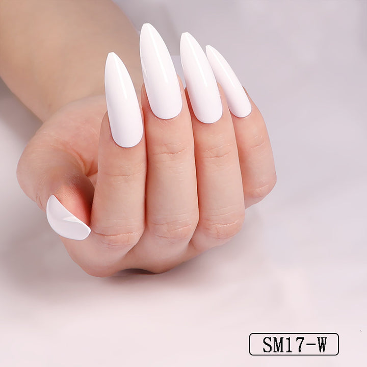 Long Pointed Almond False Nails - Solid Color Salon Quality