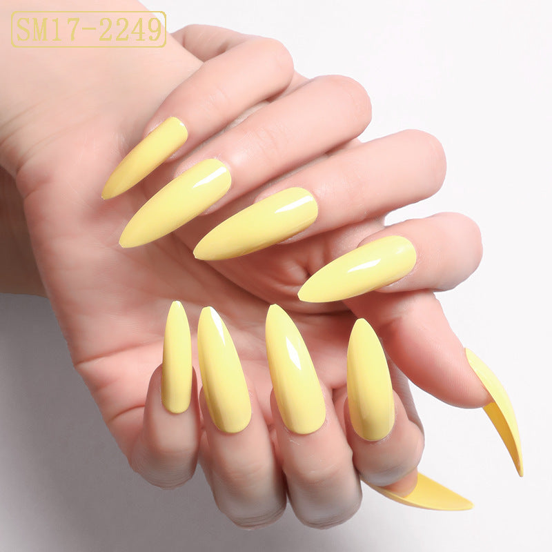 Long Pointed Almond False Nails - Solid Color Salon Quality