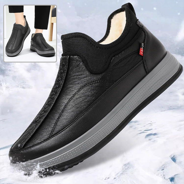 Men's Winter Fleece Snow Boots – Round-Toed Platform Ankle Shoes