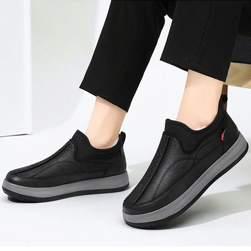 Men's Winter Fleece Snow Boots – Round-Toed Platform Ankle Shoes