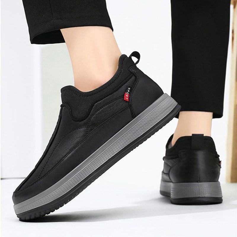 Men's Winter Fleece Snow Boots – Round-Toed Platform Ankle Shoes