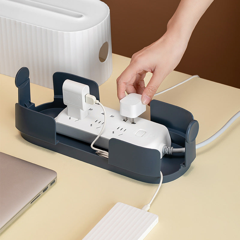 Power Strip and Cable Storage Box - Anti-Dust Charger Socket Organizer, Network Line Storage Bin