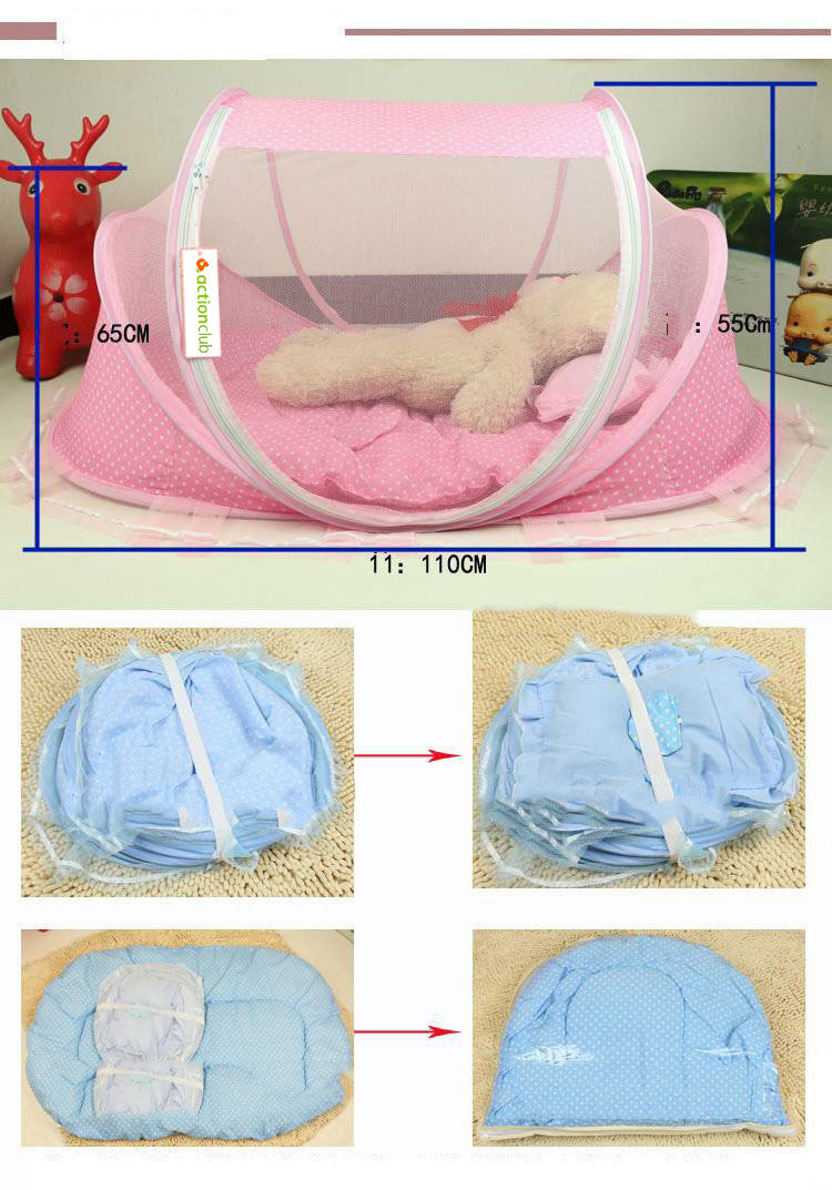 Foldable Baby Bed Net with Pillow - 2-Piece Set