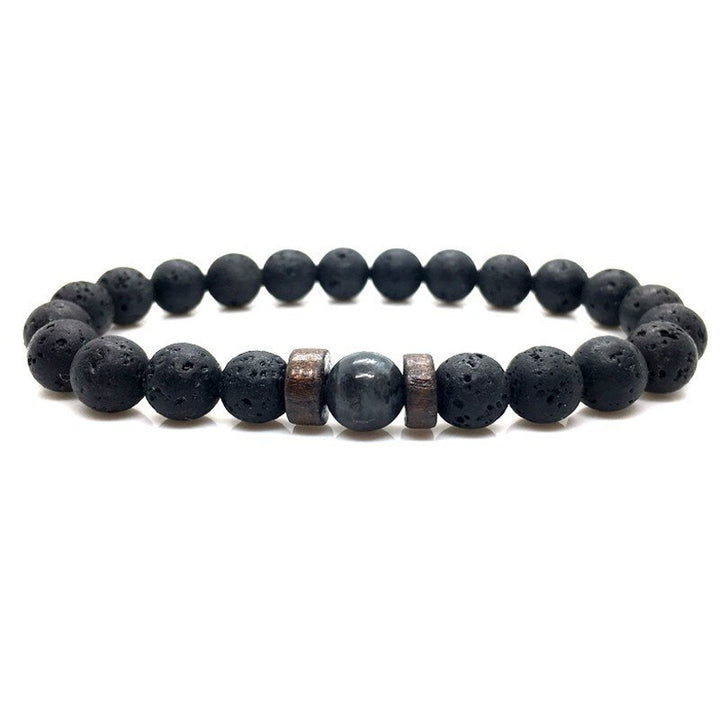 Men's Black Volcanic Stone Bracelet - Unique Personality Design