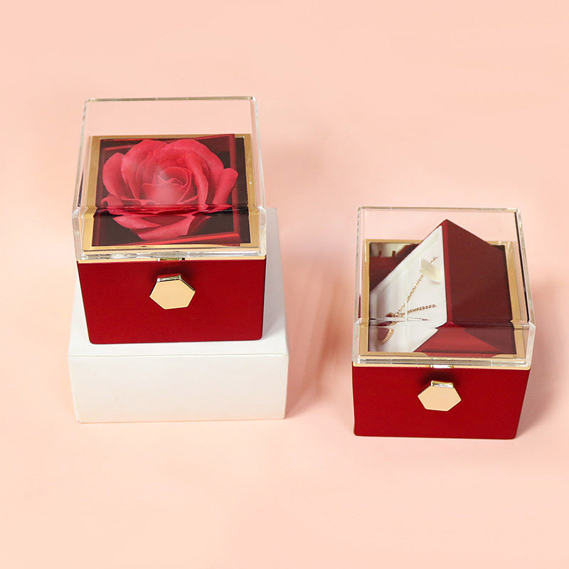 Rotating Soap Rose Gift Box - Creative Jewelry Box for Valentine's Day