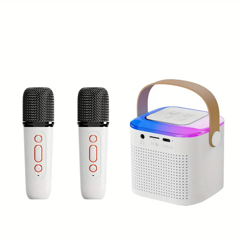 Bluetooth Karaoke Machine - Wireless Microphone with RGB Light, Home Family Singing Speaker