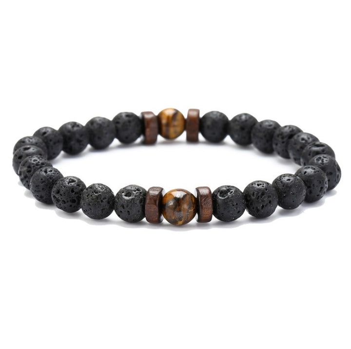 Men's Black Volcanic Stone Bracelet - Unique Personality Design