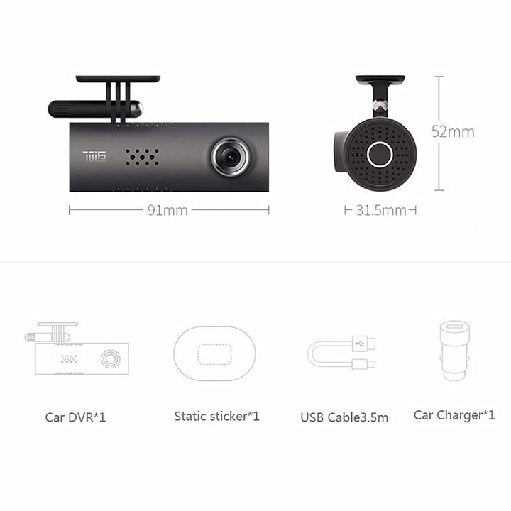 Car Dash Smart WiFi DVR - 130° Wireless 1080P FHD Night Vision Driving Recorder with G-Sensor