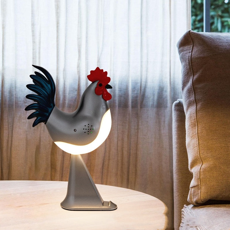 LED Rooster Night Light – Rechargeable Touch Lamp with Sound, Dimmable Bedside & Bedroom Lamp, Car Ambience Aroma Lamp, Home Decor