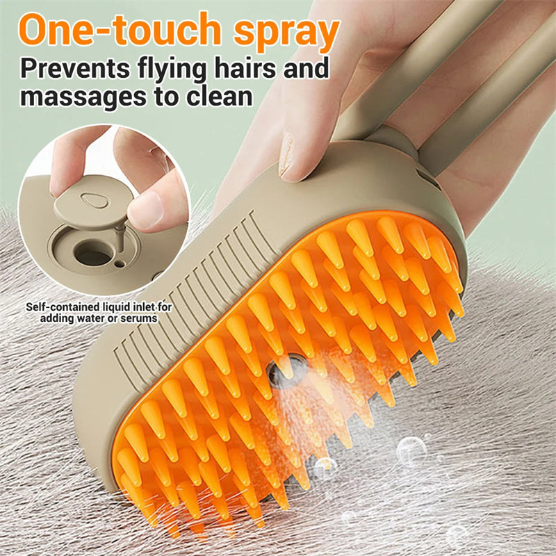 3-in-1 Electric Pet Grooming Brush - Cat & Dog Steam Massage Comb