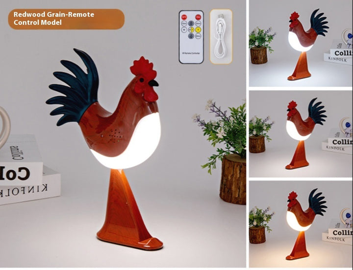 LED Rooster Night Light – Rechargeable Touch Lamp with Sound, Dimmable Bedside & Bedroom Lamp, Car Ambience Aroma Lamp, Home Decor