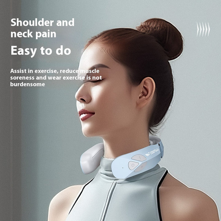 Electric Neck Massager - EMS Pulse Rechargeable USB Cervical Traction Therapy with Heating Function for Pain Relief