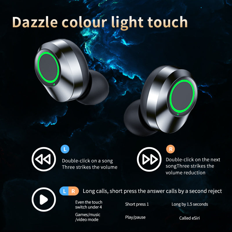 YD03 Wireless Bluetooth Headset - TWS with Large Screen Smart Digital Display and Breathing Light