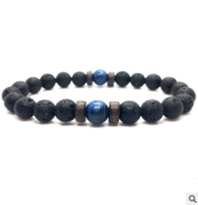 Men's Black Volcanic Stone Bracelet - Unique Personality Design