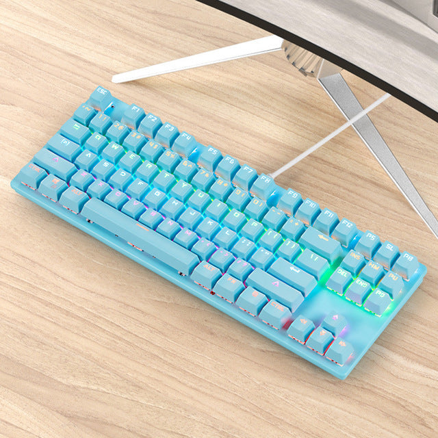 Mechanical Keyboard - Green Switch, 87-Key Desktop Non-Punch Design