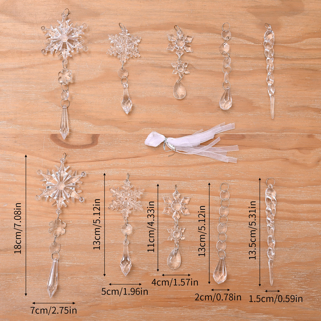 10pcs Acrylic Ice Strip Snow Christmas Tree Hanging Pendants