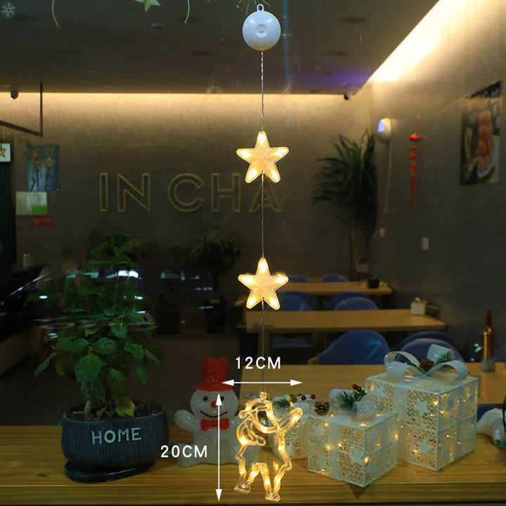 3pcs LED Star Hanging Lights - Christmas Tree & Window Ornaments