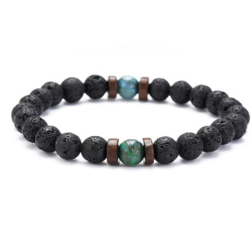 Men's Black Volcanic Stone Bracelet - Unique Personality Design