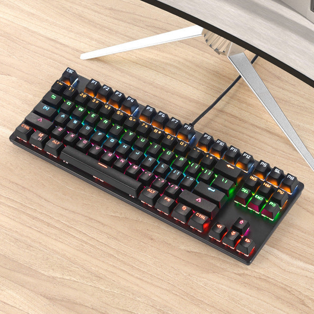 Mechanical Keyboard - Green Switch, 87-Key Desktop Non-Punch Design