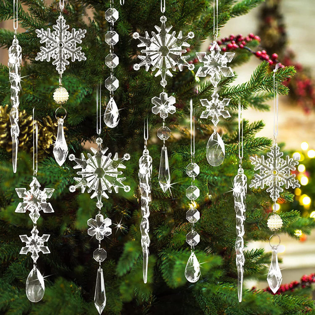 10pcs Acrylic Ice Strip Snow Christmas Tree Hanging Pendants