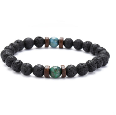 Men's Black Volcanic Stone Bracelet - Unique Personality Design