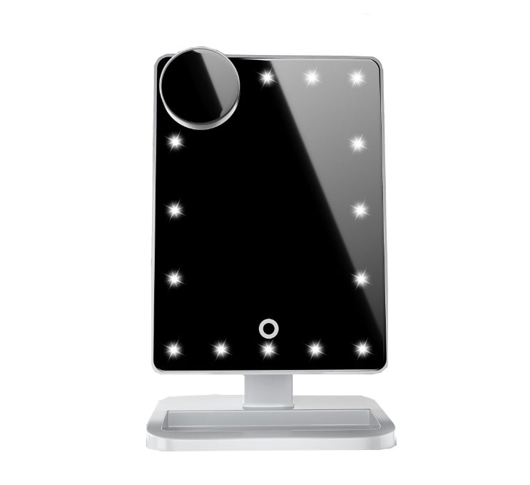 Touch Screen Makeup Mirror - 20 LED Lights, Bluetooth Music Speaker, 10X Magnification