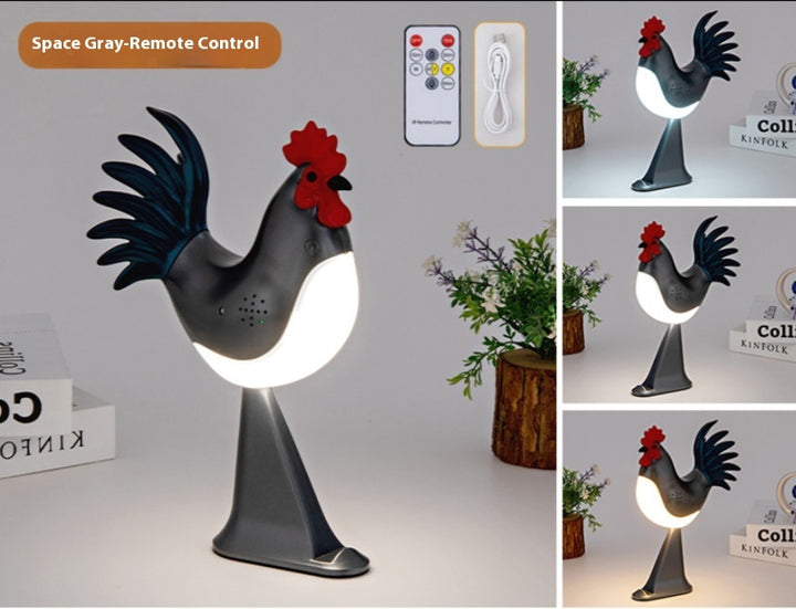 LED Rooster Night Light – Rechargeable Touch Lamp with Sound, Dimmable Bedside & Bedroom Lamp, Car Ambience Aroma Lamp, Home Decor