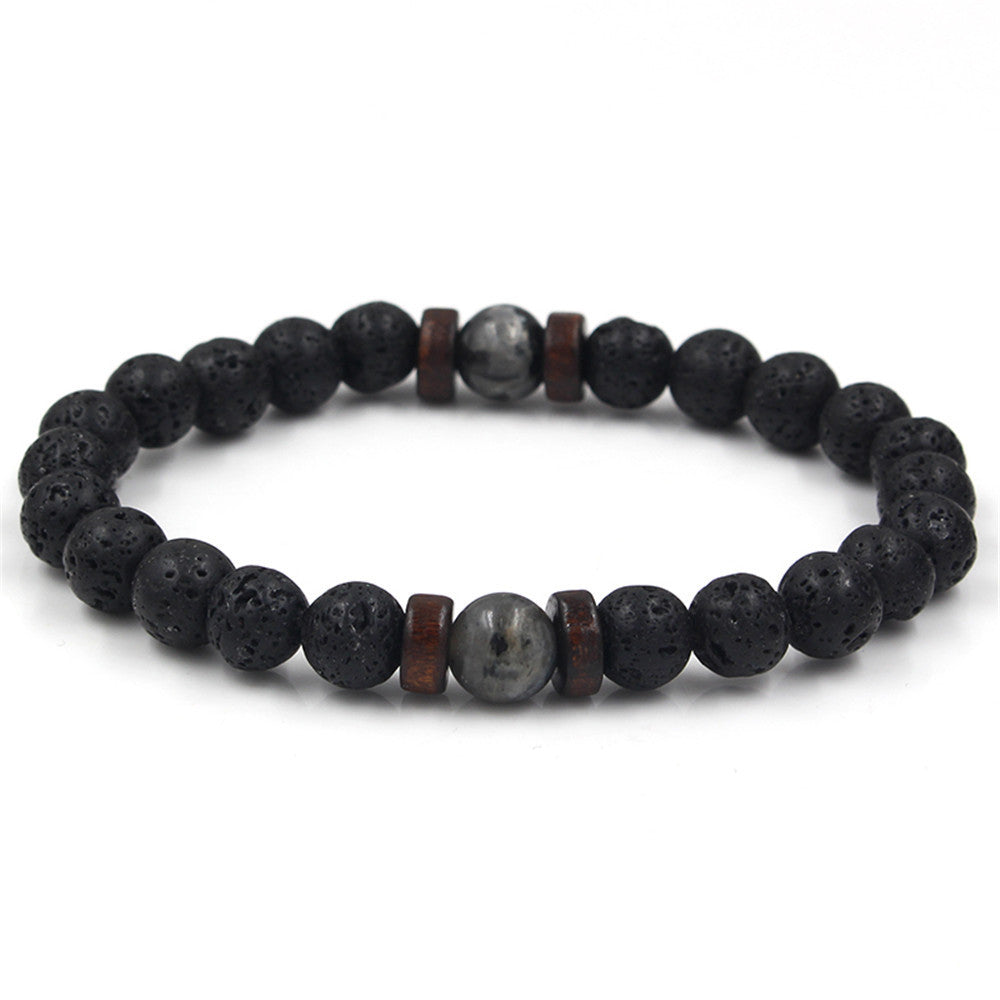 Men's Black Volcanic Stone Bracelet - Unique Personality Design