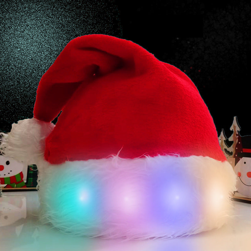 LED Luminous Santa Hat – Plush Christmas Hat for Kids & Adults