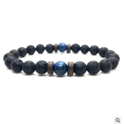 Men's Black Volcanic Stone Bracelet - Unique Personality Design