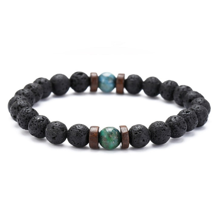 Men's Black Volcanic Stone Bracelet - Unique Personality Design