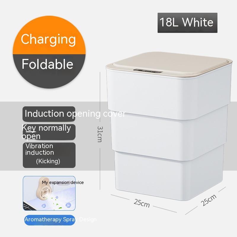 Smart Trash Can with Lid - Automatic Induction Bin for Bedroom, Living Room, and Kitchen Storage