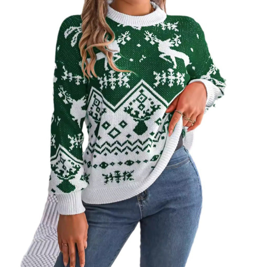 2025 New Year Women’s Deer Pattern Hoodie – Christmas Pullover Sweater