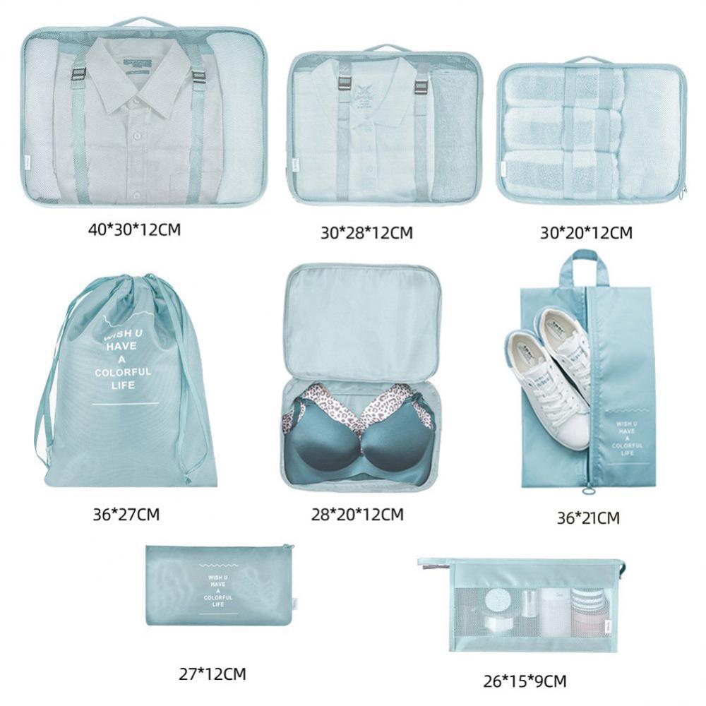 8-Piece Travel Packing Cube Set - Luggage Divider, Clothes & Shoes Organizer