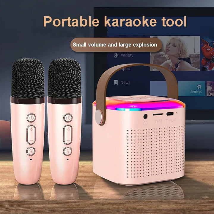 Bluetooth Karaoke Machine - Wireless Microphone with RGB Light, Home Family Singing Speaker