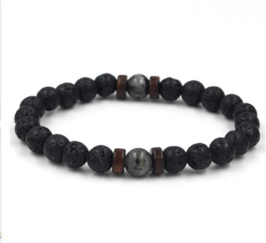 Men's Black Volcanic Stone Bracelet - Unique Personality Design