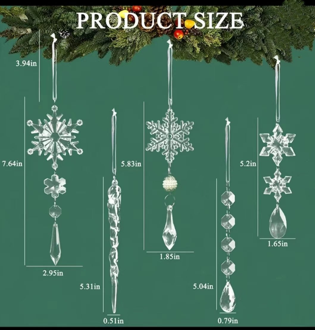 10pcs Acrylic Ice Strip Snow Christmas Tree Hanging Pendants