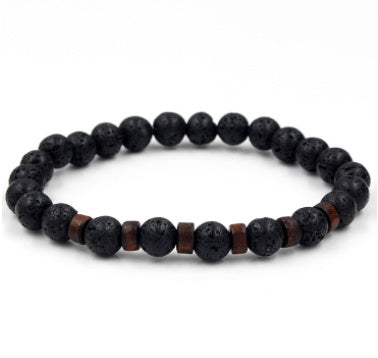 Men's Black Volcanic Stone Bracelet - Unique Personality Design