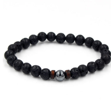 Men's Black Volcanic Stone Bracelet - Unique Personality Design