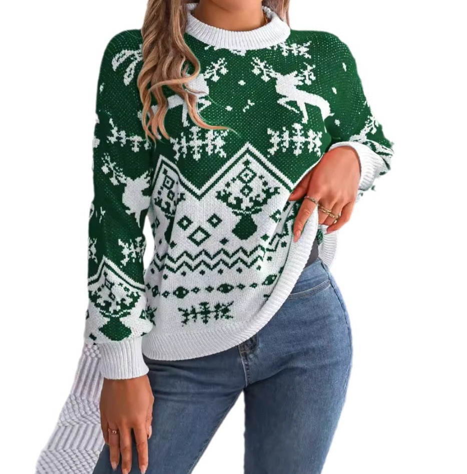 2025 New Year Women’s Deer Pattern Hoodie – Christmas Pullover Sweater