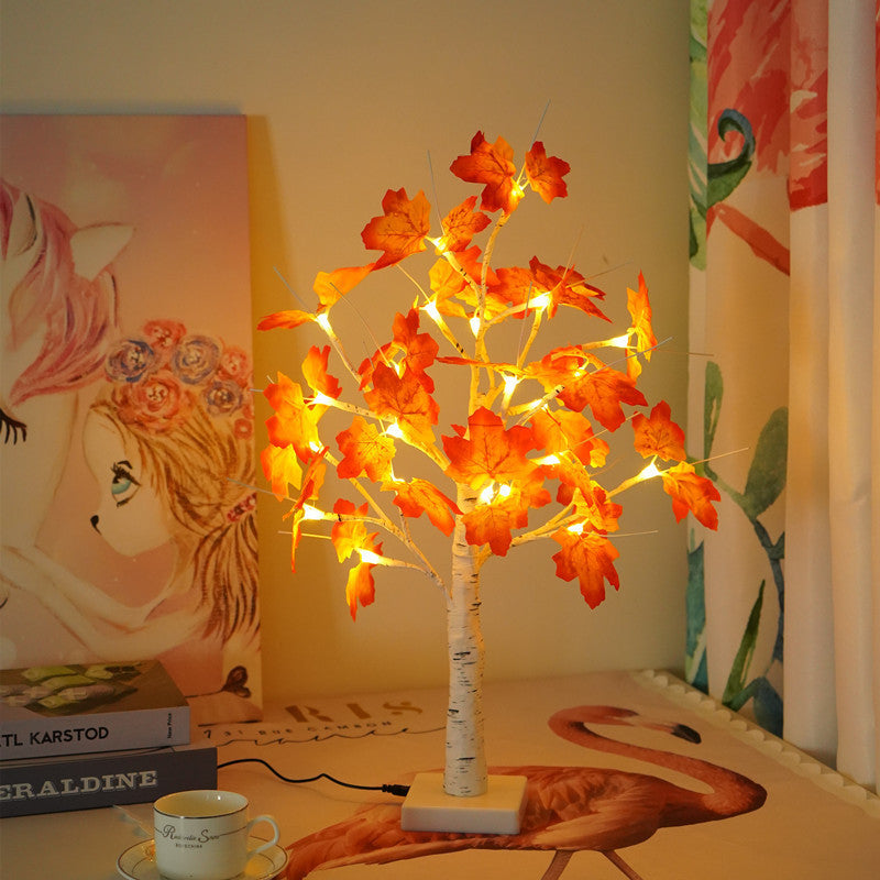 USB Maple Leaf Tree Lamp – Festive Birch Design for Christmas Decor